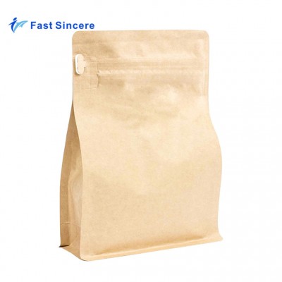 Customized Size Waterproof Kraft Paper Coffee Bags With Valve