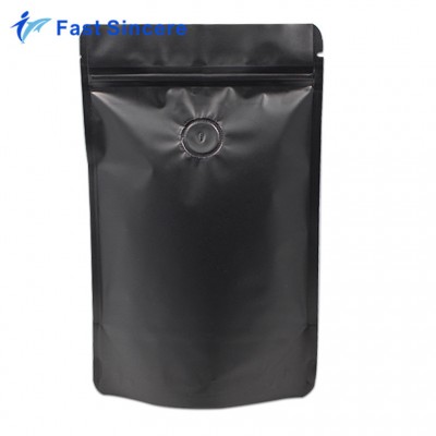 Custom printed black ziplock foil coffee bags with valve wholesale packaging bag