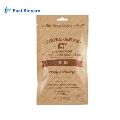 Custom Beef Jerky Flexible Packaging Kraft Paper Bags