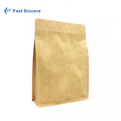 Kraft Paper Standing Food Packaging Flat Bottom Pouch With Zipper