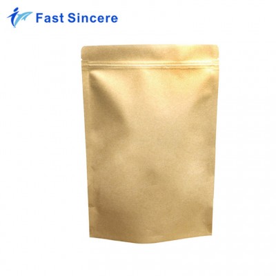 Brown Kraft Paper Bag Lamination Food Grade Materials Zip Lock Plastic Packaging With Clear Window