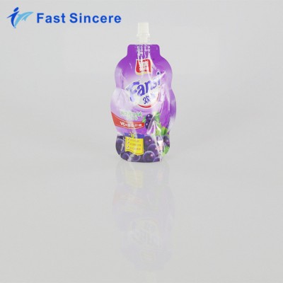 Eco-friendly non leakage mini fancy drink pouch with spout packaging