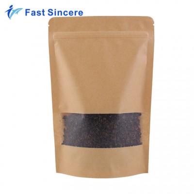 Brown Kraft Paper Stand Up Zipper Bag with header