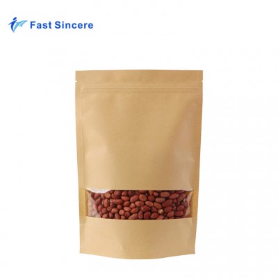 China Kraft Paper Stand Upcoffee Bean Packaging Pouches With Window